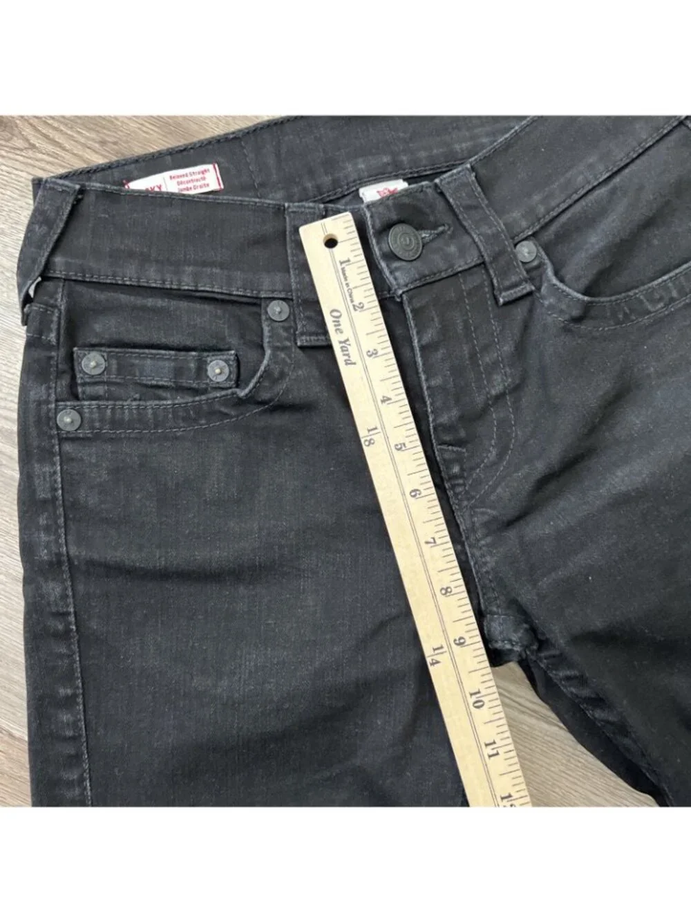 True Religion Ricky Cut Off Shorts Mens 27 ‎ Black Relaxed Straight 12